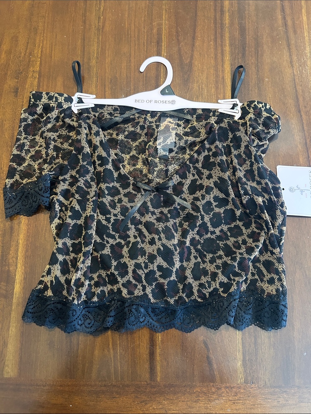 Bed of Roses lace trim cami set. Leopard print. New with tags.